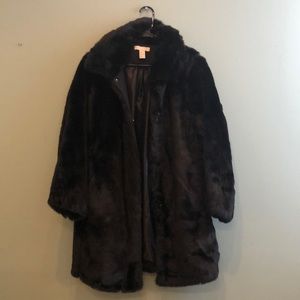 Black faux fur coat